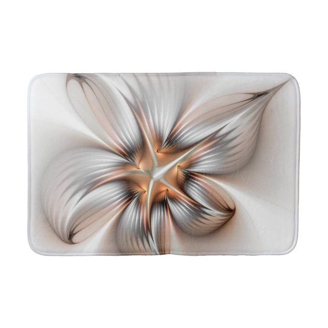 Floral Elegance Modern Abstract Fractal Art Bath Mat (Front)
