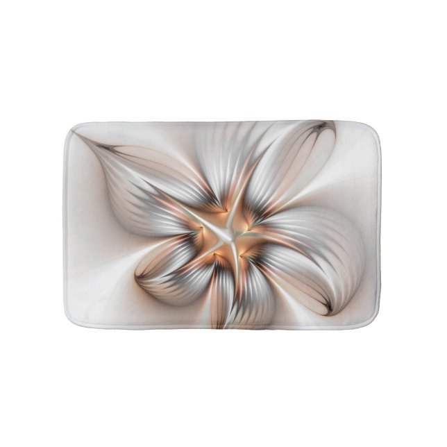 Floral Elegance Modern Abstract Fractal Art Bath Mat (Front)
