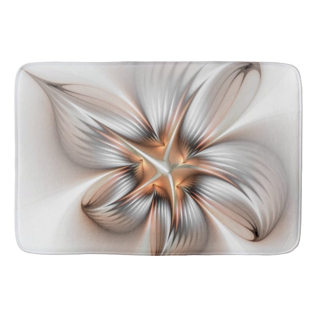 Floral Elegance Modern Abstract Fractal Art Bath Mat (Front)