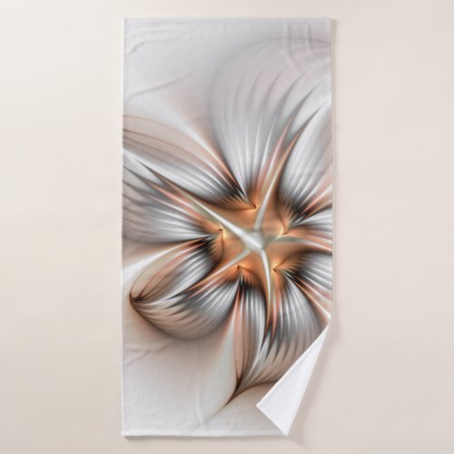 Floral Elegance Modern Abstract Fractal Art Bath Towel