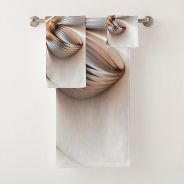 Floral Elegance Modern Abstract Fractal Art Bath Towel Set (Insitu)