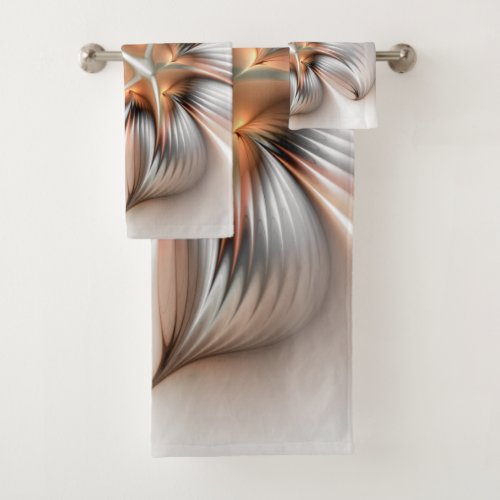 Floral Elegance Modern Abstract Fractal Art Bath Towel Set