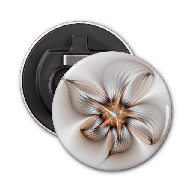 Floral Elegance Modern Abstract Fractal Art Bottle Opener (Front)