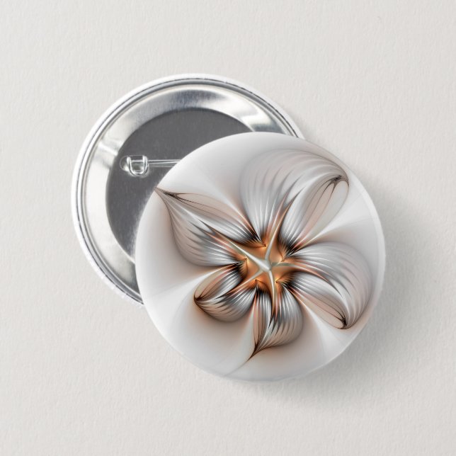 Floral Elegance Modern Abstract Fractal Art Button (Front & Back)