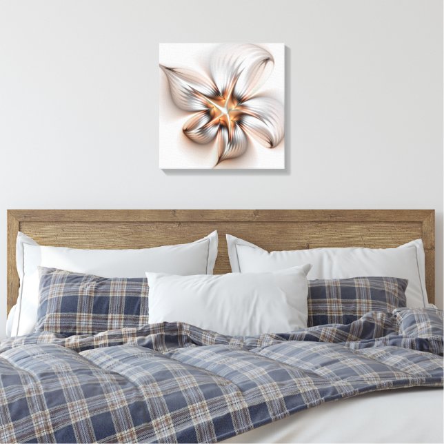 Floral Elegance Modern Abstract Fractal Art Canvas Print (Insitu(Bedroom))