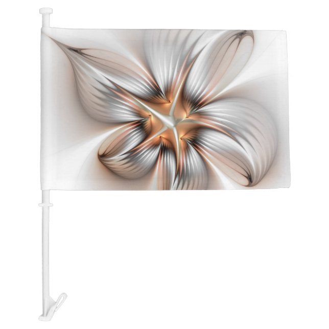 Floral Elegance Modern Abstract Fractal Art Car Flag (Front)