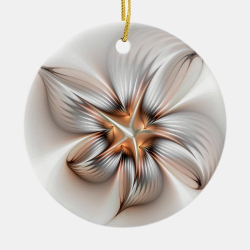 Floral Elegance Modern Abstract Fractal Art Ceramic Ornament