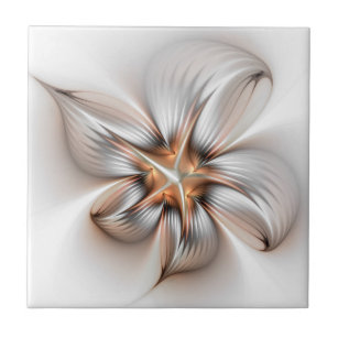 Floral Elegance Modern Abstract Fractal Art Ceramic Tile