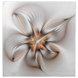 Floral Elegance Modern Abstract Fractal Art Cloth Napkin
