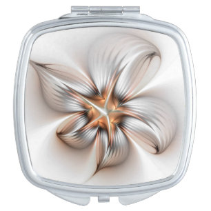 Floral Elegance Modern Abstract Fractal Art Compact Mirror