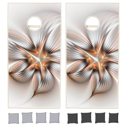 Floral Elegance Modern Abstract Fractal Art Cornhole Set