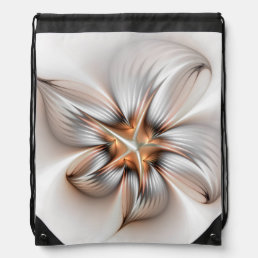 Floral Elegance Modern Abstract Fractal Art Drawstring Bag