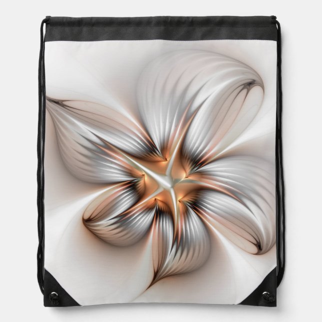 Floral Elegance Modern Abstract Fractal Art Drawstring Bag (Front)