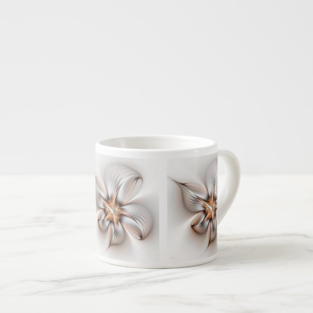 Floral Elegance Modern Abstract Fractal Art Espresso Cup (Front Right)