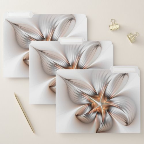 Floral Elegance Modern Abstract Fractal Art File Folder