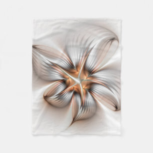 Floral Elegance Modern Abstract Fractal Art Fleece Blanket