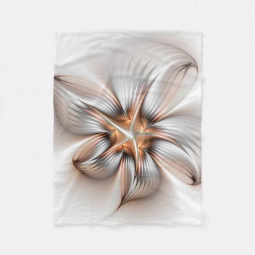 Floral Elegance Modern Abstract Fractal Art Fleece Blanket