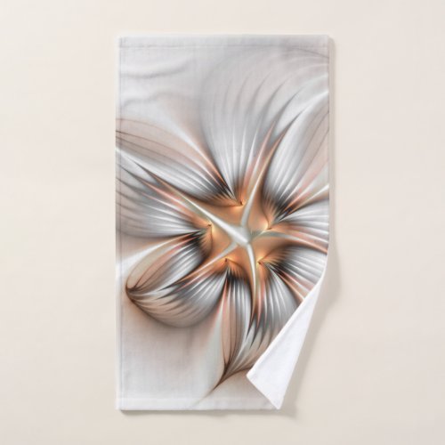 Floral Elegance Modern Abstract Fractal Art Hand Towel