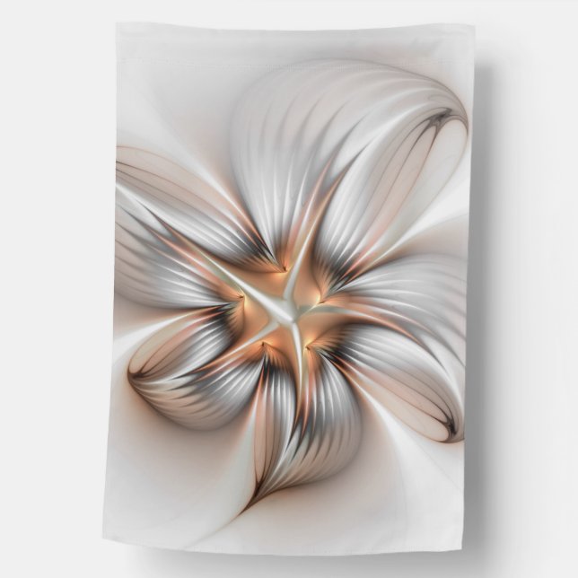 Floral Elegance Modern Abstract Fractal Art House Flag (Front)