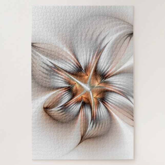 Floral Elegance Modern Abstract Fractal Art Jigsaw Puzzle (Vertical)