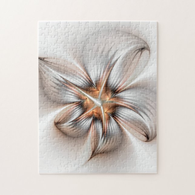 Floral Elegance Modern Abstract Fractal Art Jigsaw Puzzle (Vertical)