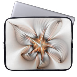 Floral Elegance Modern Abstract Fractal Art Laptop Sleeve