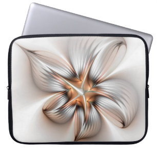 Floral Elegance Modern Abstract Fractal Art Laptop Sleeve