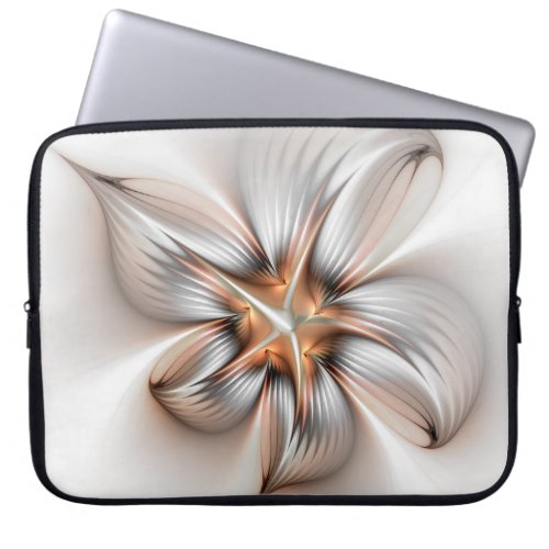 Floral Elegance Modern Abstract Fractal Art Laptop Sleeve