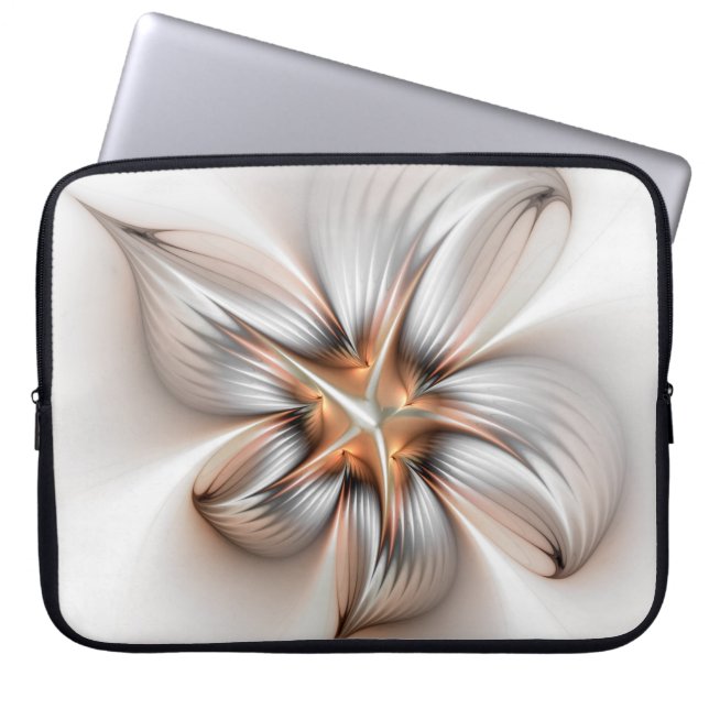 Floral Elegance Modern Abstract Fractal Art Laptop Sleeve (Front)