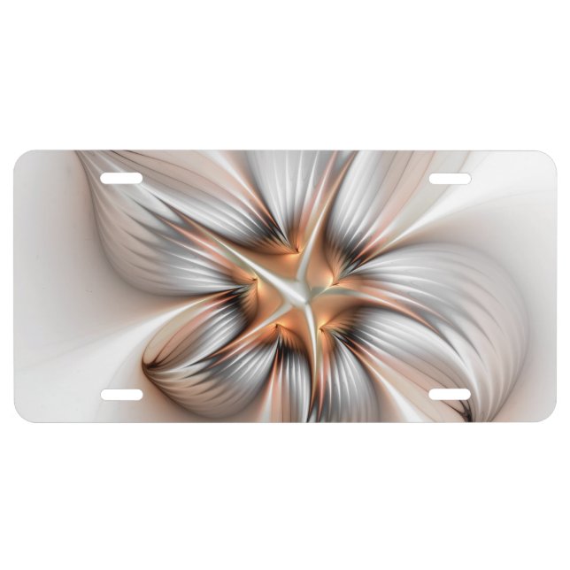 Floral Elegance Modern Abstract Fractal Art License Plate (Front)