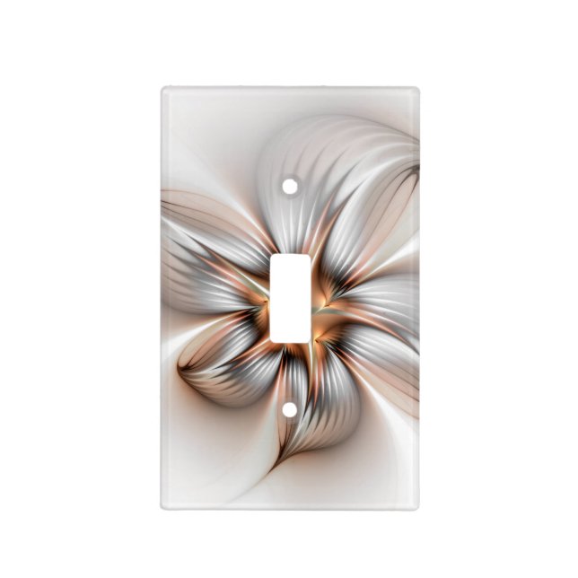 Floral Elegance Modern Abstract Fractal Art Light Switch Cover (Front)