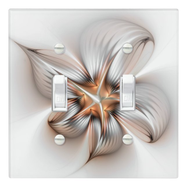 Floral Elegance Modern Abstract Fractal Art Light Switch Cover (In Situ)