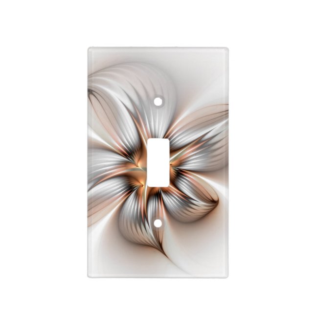 Floral Elegance Modern Abstract Fractal Art Light Switch Cover (Front)