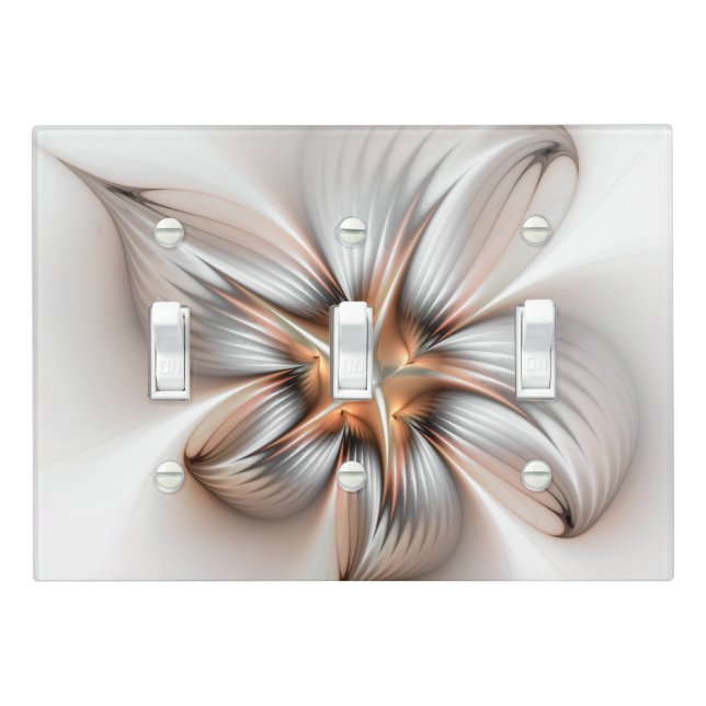 Floral Elegance Modern Abstract Fractal Art Light Switch Cover (In Situ)