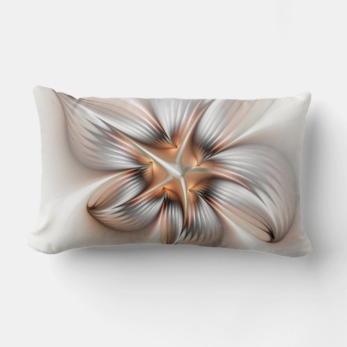 Floral Elegance Modern Abstract Fractal Art Lumbar Pillow