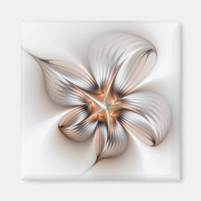Floral Elegance Modern Abstract Fractal Art Magnet (Front)