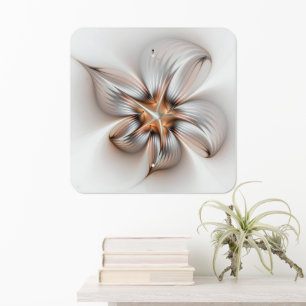 Floral Elegance Modern Abstract Fractal Art Metal Sign