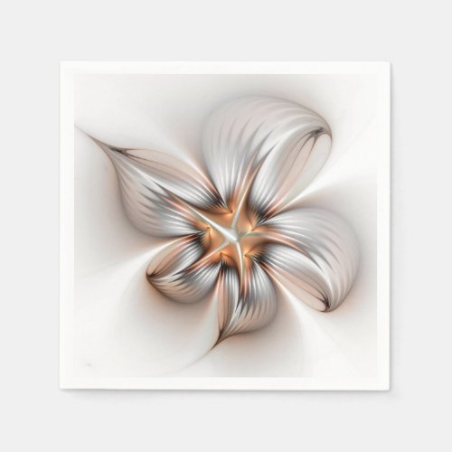 Floral Elegance Modern Abstract Fractal Art Napkins