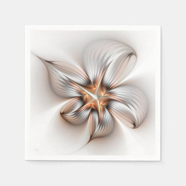 Floral Elegance Modern Abstract Fractal Art Napkins (Front)