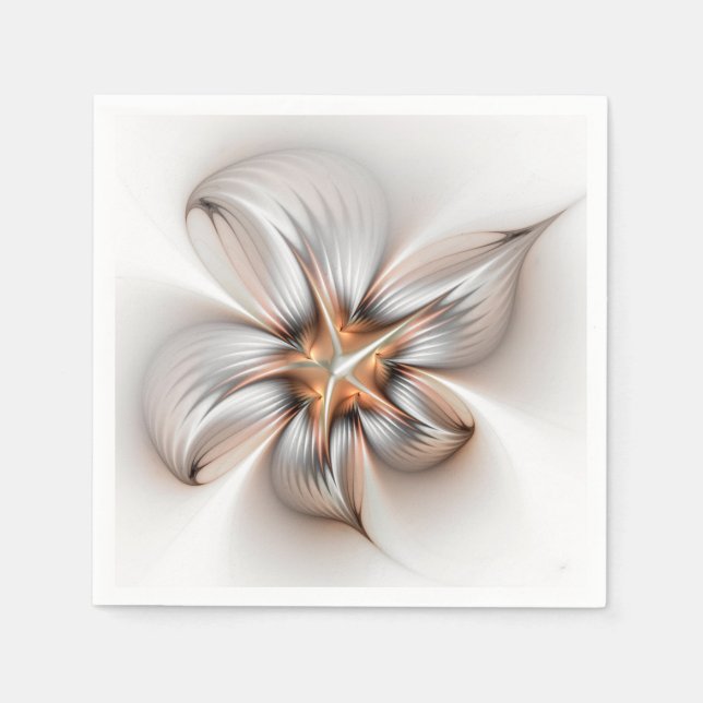 Floral Elegance Modern Abstract Fractal Art Napkins (Front)