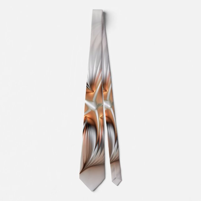 Floral Elegance Modern Abstract Fractal Art Neck Tie (Front)
