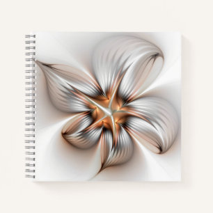 Floral Elegance Modern Abstract Fractal Art Notebook