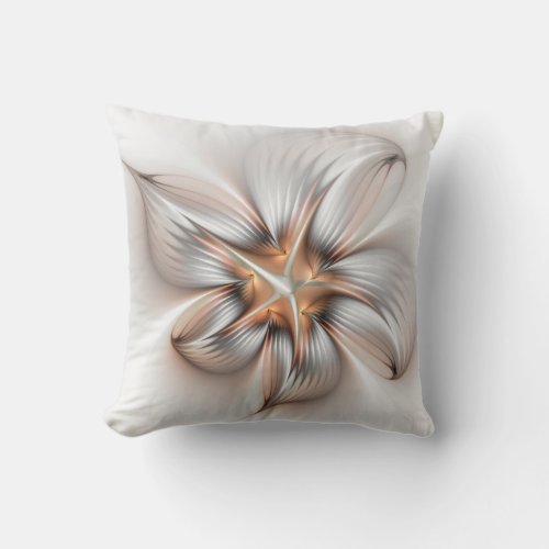 Floral Elegance Modern Abstract Fractal Art Outdoor Pillow