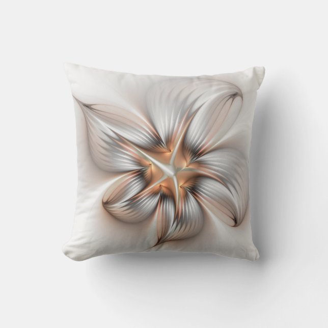 Floral Elegance Modern Abstract Fractal Art Outdoor Pillow (Front)