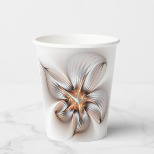 Floral Elegance Modern Abstract Fractal Art Paper Cups