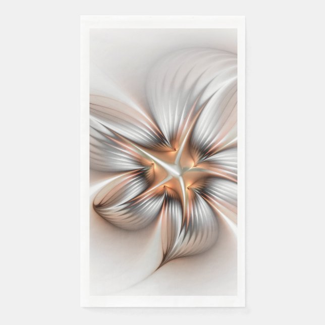 Floral Elegance Modern Abstract Fractal Art Paper Guest Towels (Front)