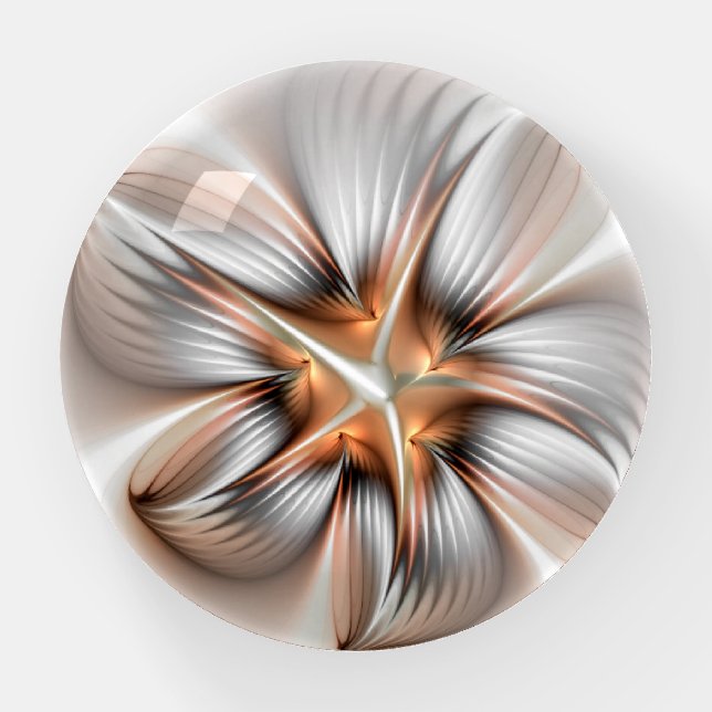 Floral Elegance Modern Abstract Fractal Art Paperweight (Front)