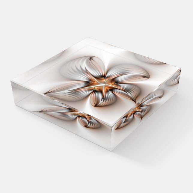 Floral Elegance Modern Abstract Fractal Art Paperweight (Angled)
