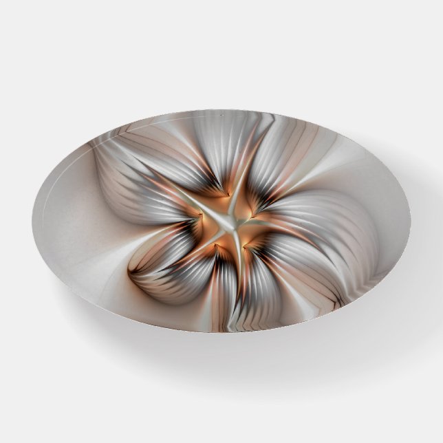 Floral Elegance Modern Abstract Fractal Art Paperweight (Front)