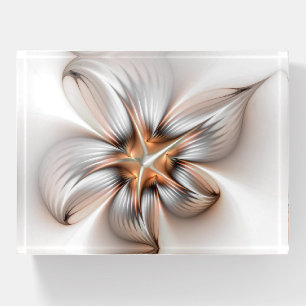 Floral Elegance Modern Abstract Fractal Art Paperweight